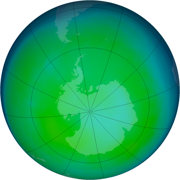 Antarctic ozone map for June 2006